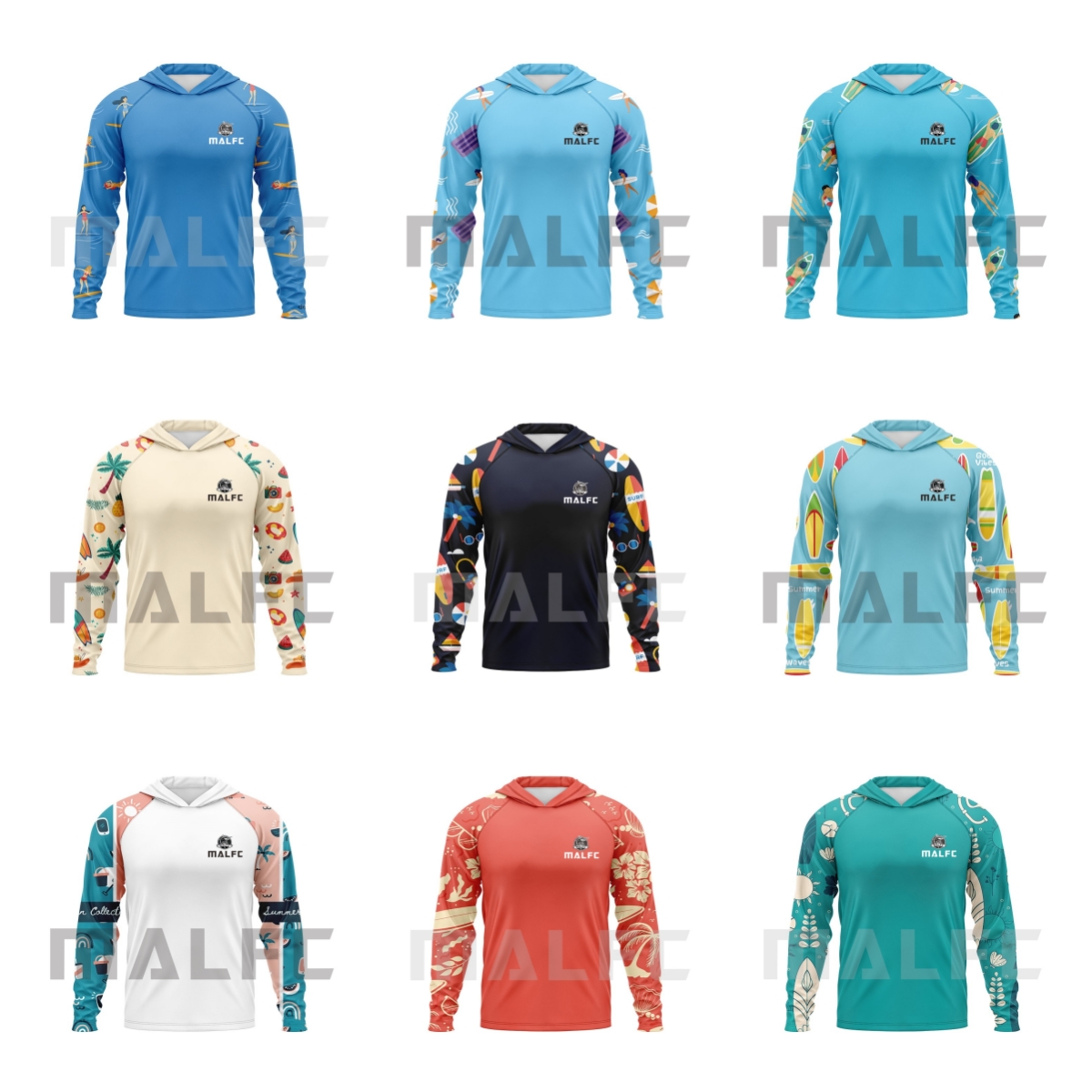 Rash Guard Long Sleeve - MALFC Fishing Apparel Men Hood Fishing