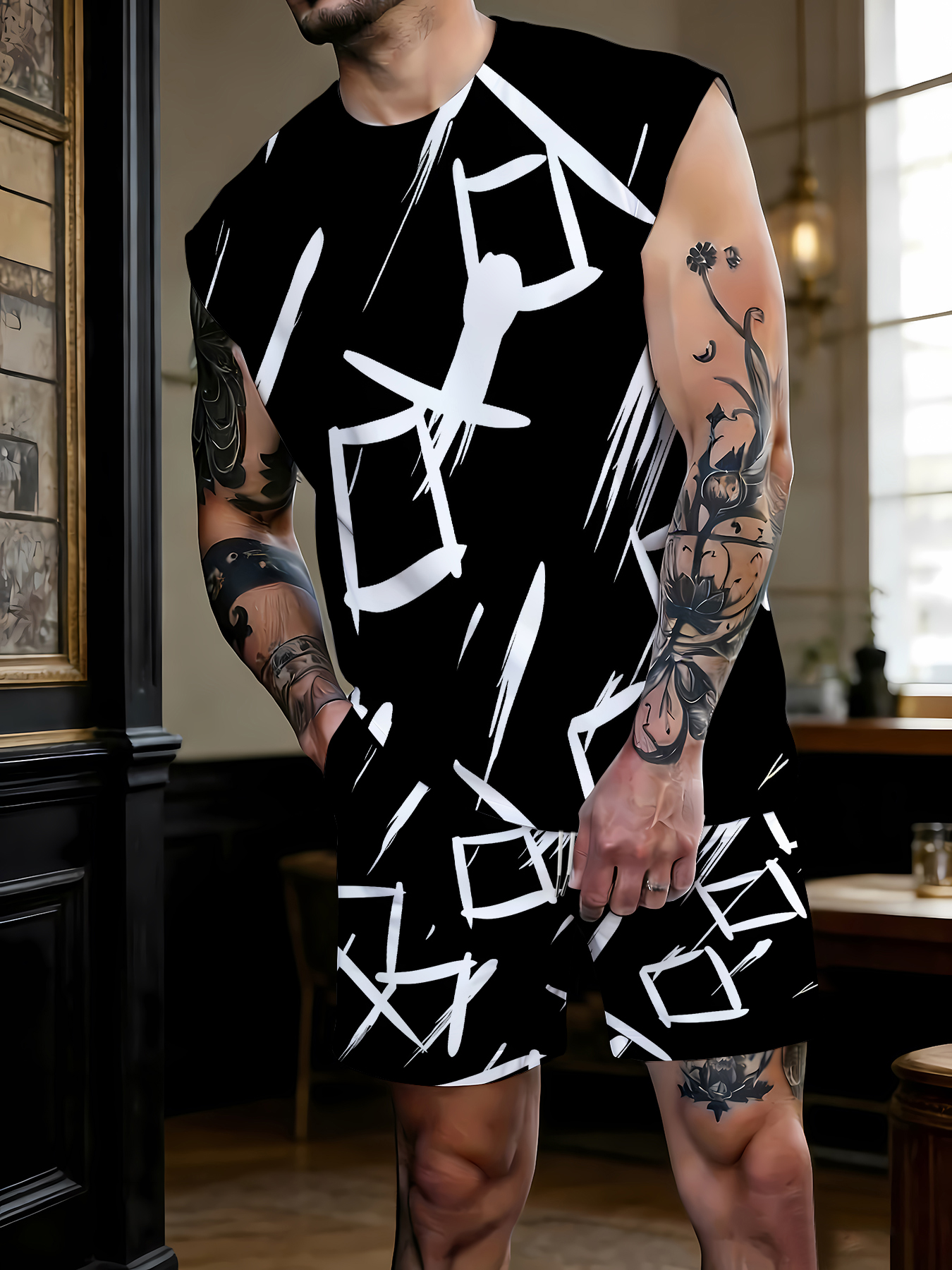 Summer Clothing Tops - Men's Compression Tank Top and Shorts