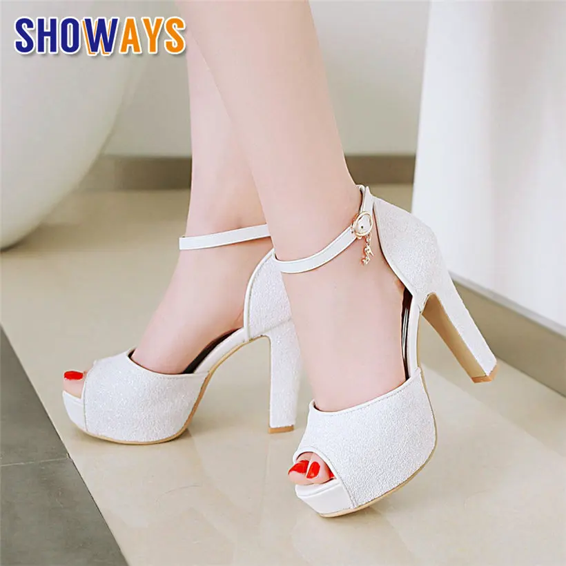 Summer Clothing Fabric - White Wedding Party Women Platform Sandals