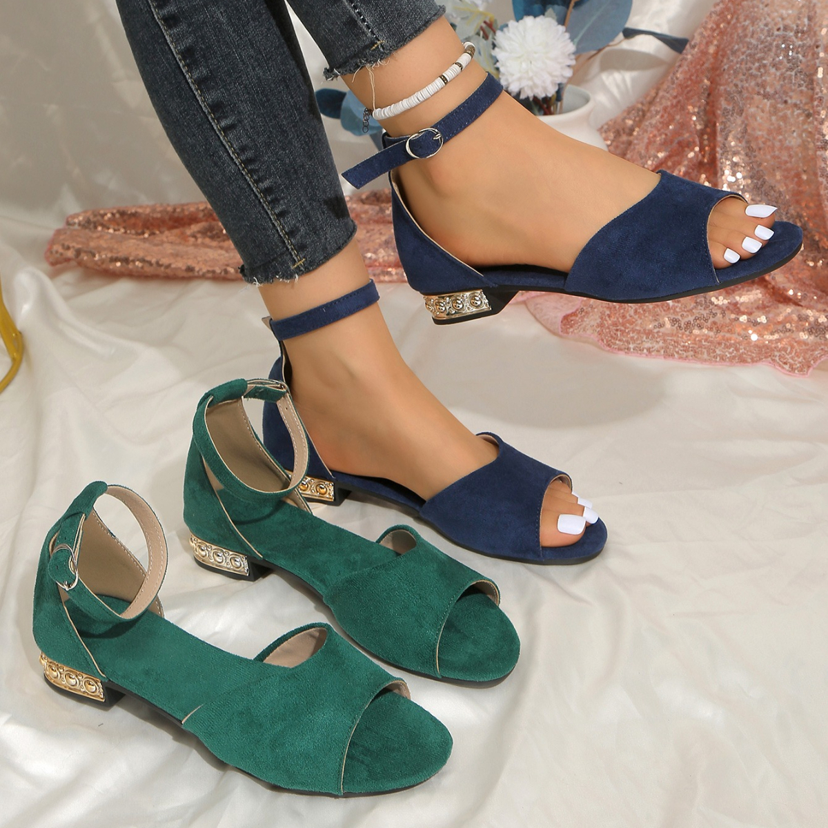 Summer Clothing Fabric - 2026 Summer Women's New Sandals Round