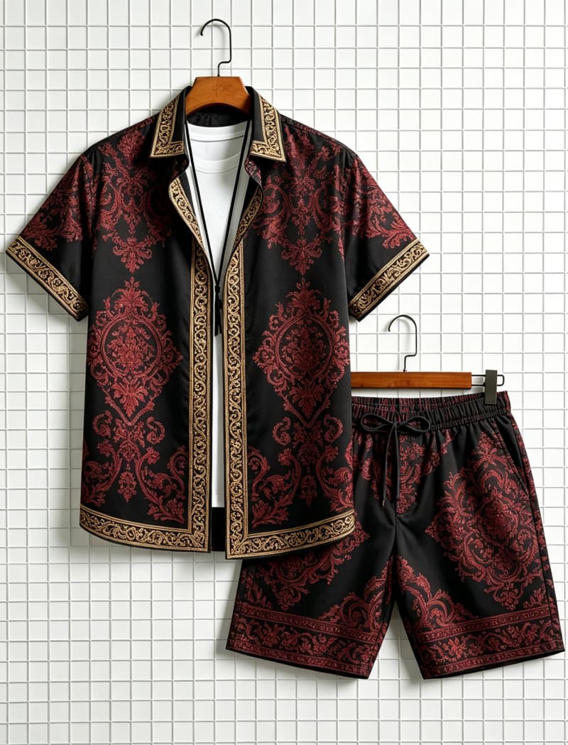 Summer Clothing Types - Men's ethnic border printed short sleeved
