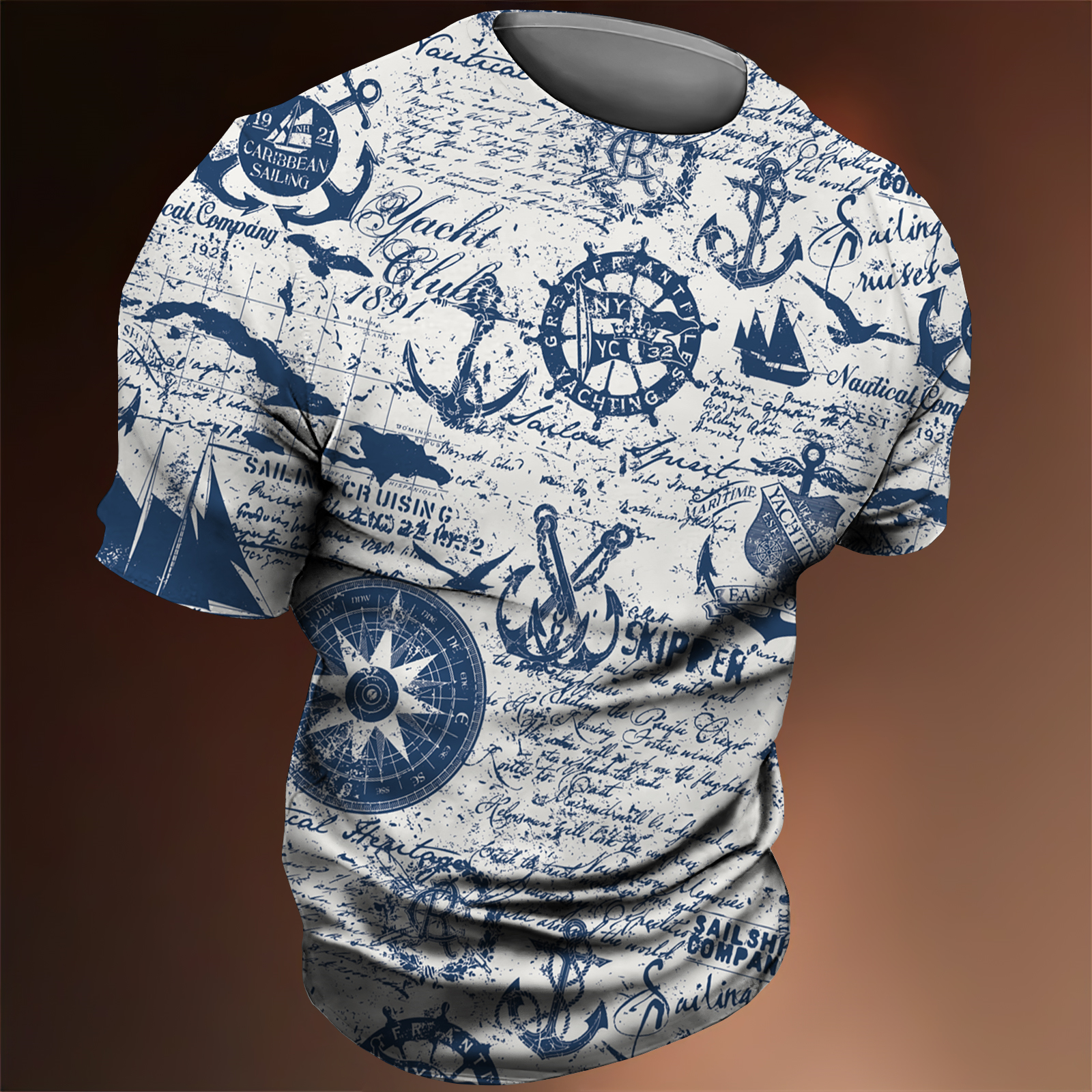 3D Nautical Print T-shirt for  - Summer Clothing Cheap 리뷰 및 가격