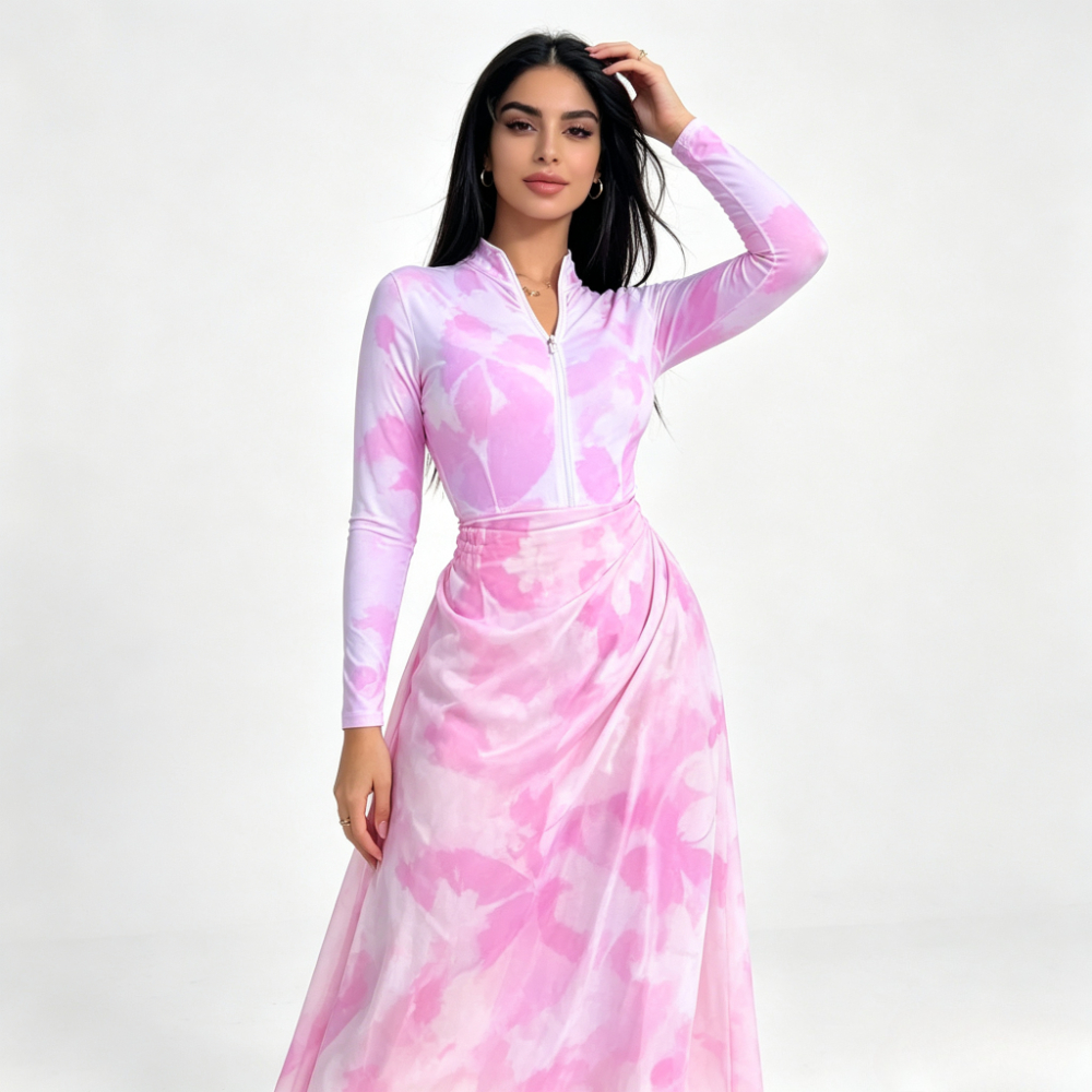 Pink Watercolor Floral 2 Pcs M - Rash Guard Long Sleeve 리뷰 및 가격