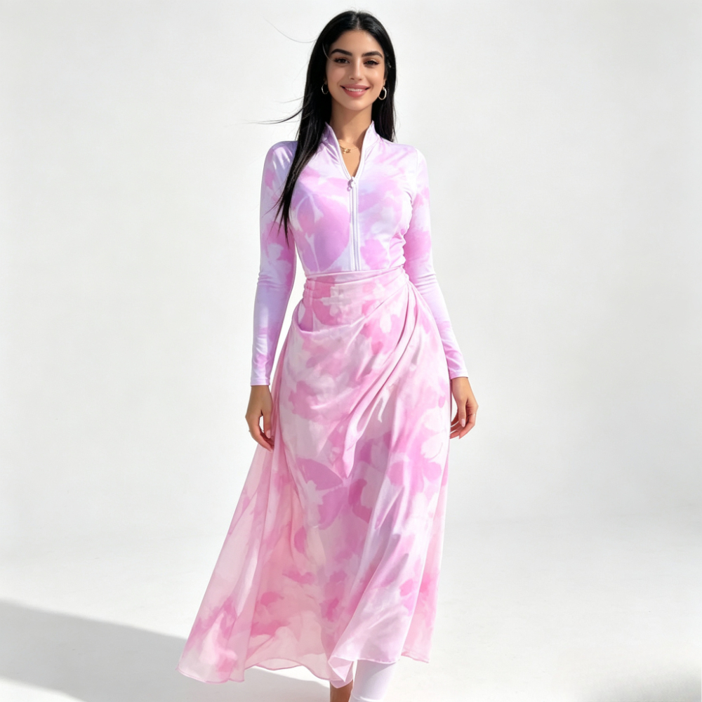 Pink Watercolor Floral 2 Pcs M - Rash Guard Long Sleeve 리뷰 및 가격