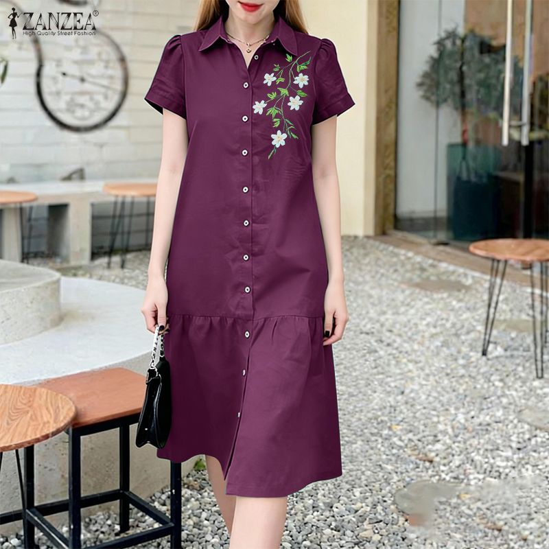 ZANZEA 2026 Summer Floral Prin - Sundress Midi Floral 리뷰 및 가격