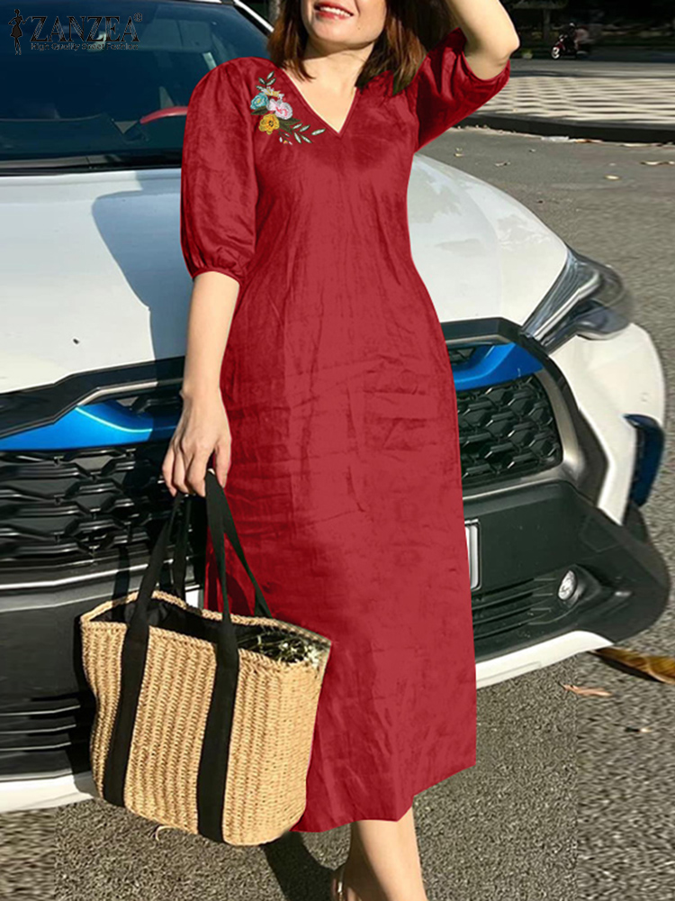 2024 ZANZEA Summer Fashion Wom - Sundress Midi Floral 리뷰 및 가격