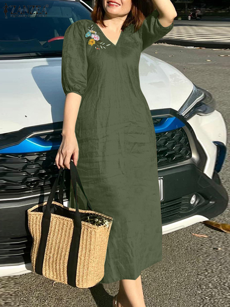 2024 ZANZEA Summer Fashion Wom - Sundress Midi Floral 리뷰 및 가격