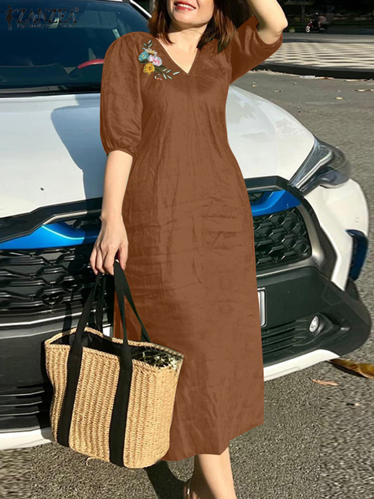 2024 ZANZEA Summer Fashion Wom - Sundress Midi Floral 리뷰 및 가격