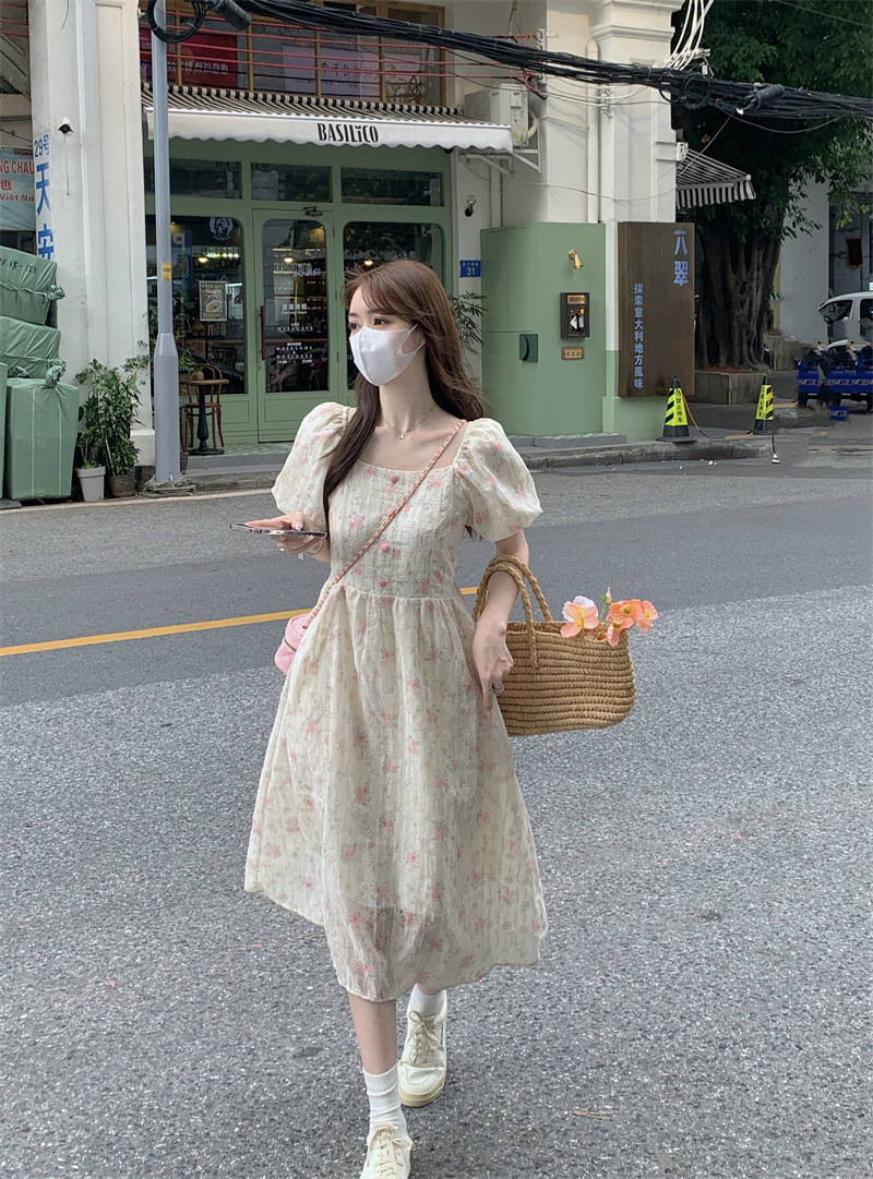 Floral Print Midi Dress, Squar - Sundress Midi Floral 리뷰 및 가격