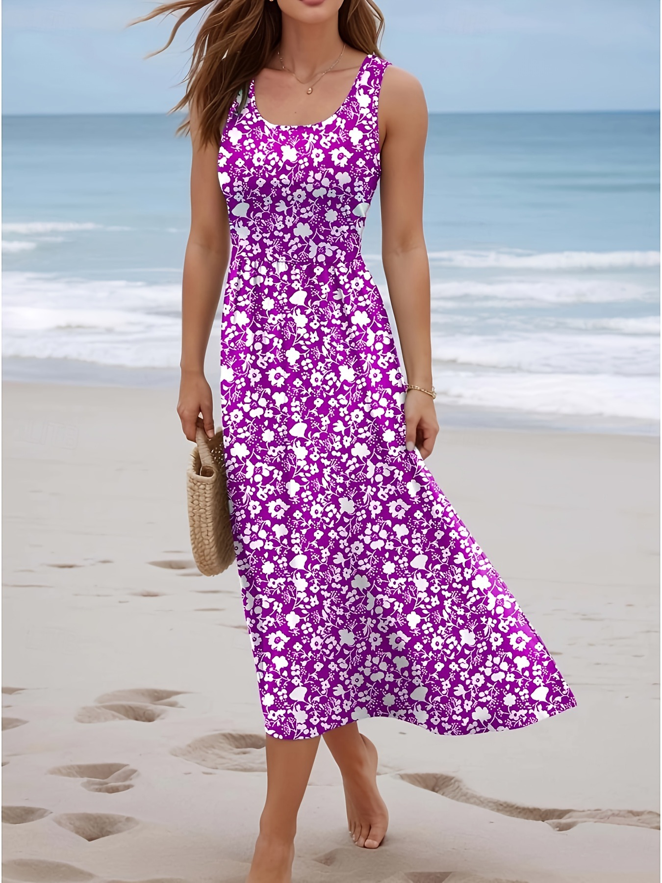 Women Summer Sleeveless Floral - Sundress Midi Floral 리뷰 및 가격