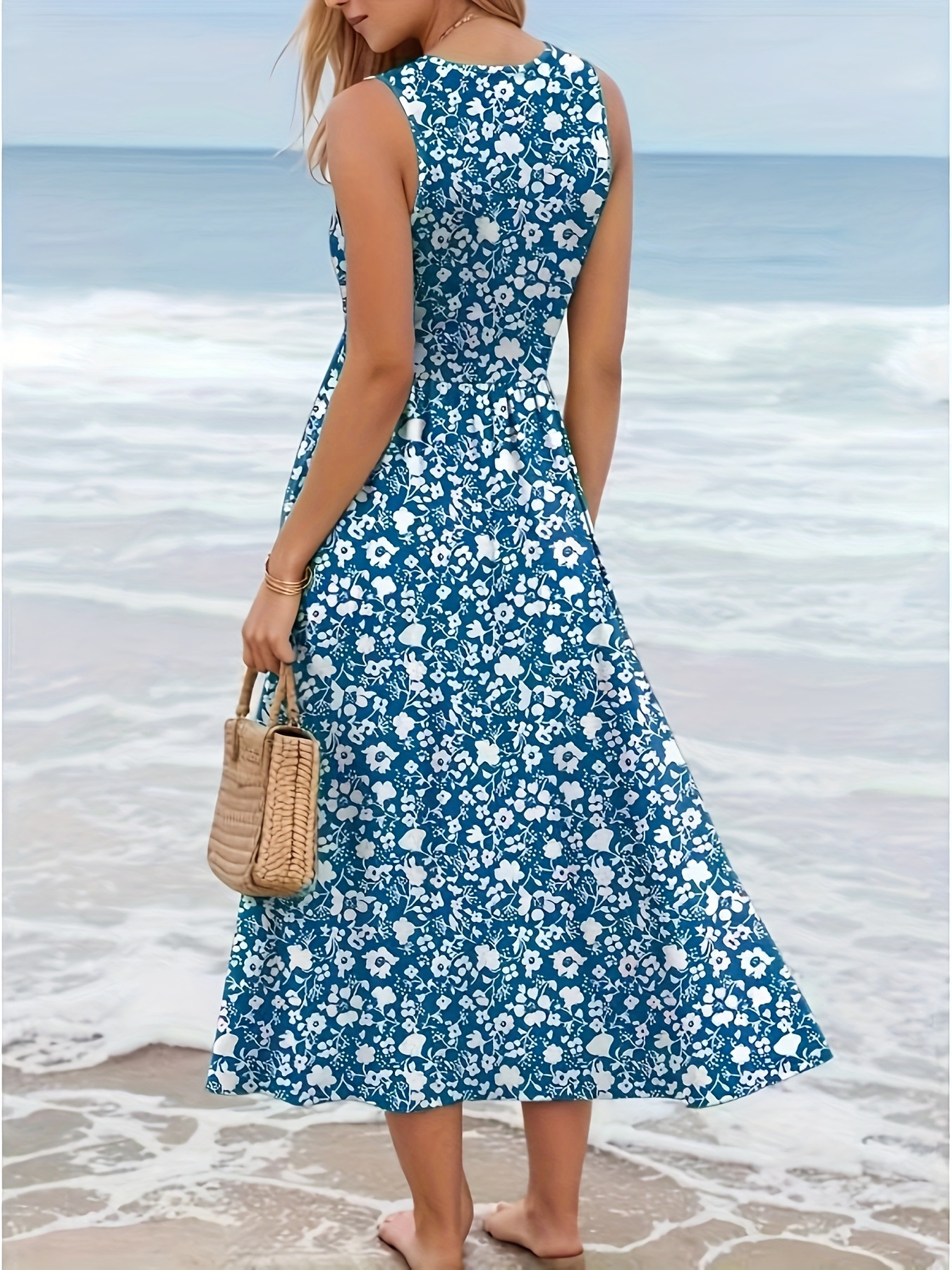 Women Summer Sleeveless Floral - Sundress Midi Floral 리뷰 및 가격