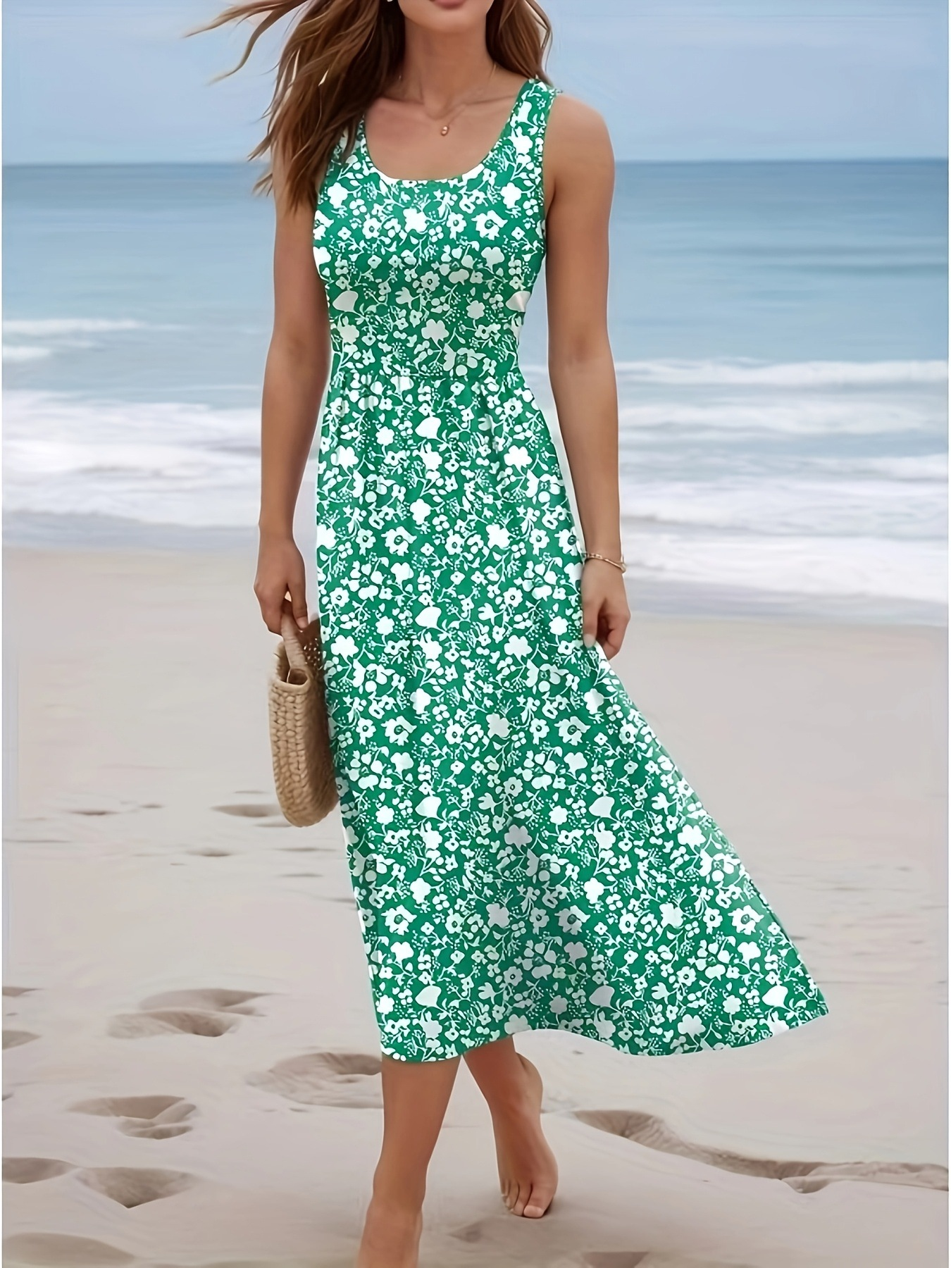 Women Summer Sleeveless Floral - Sundress Midi Floral 리뷰 및 가격