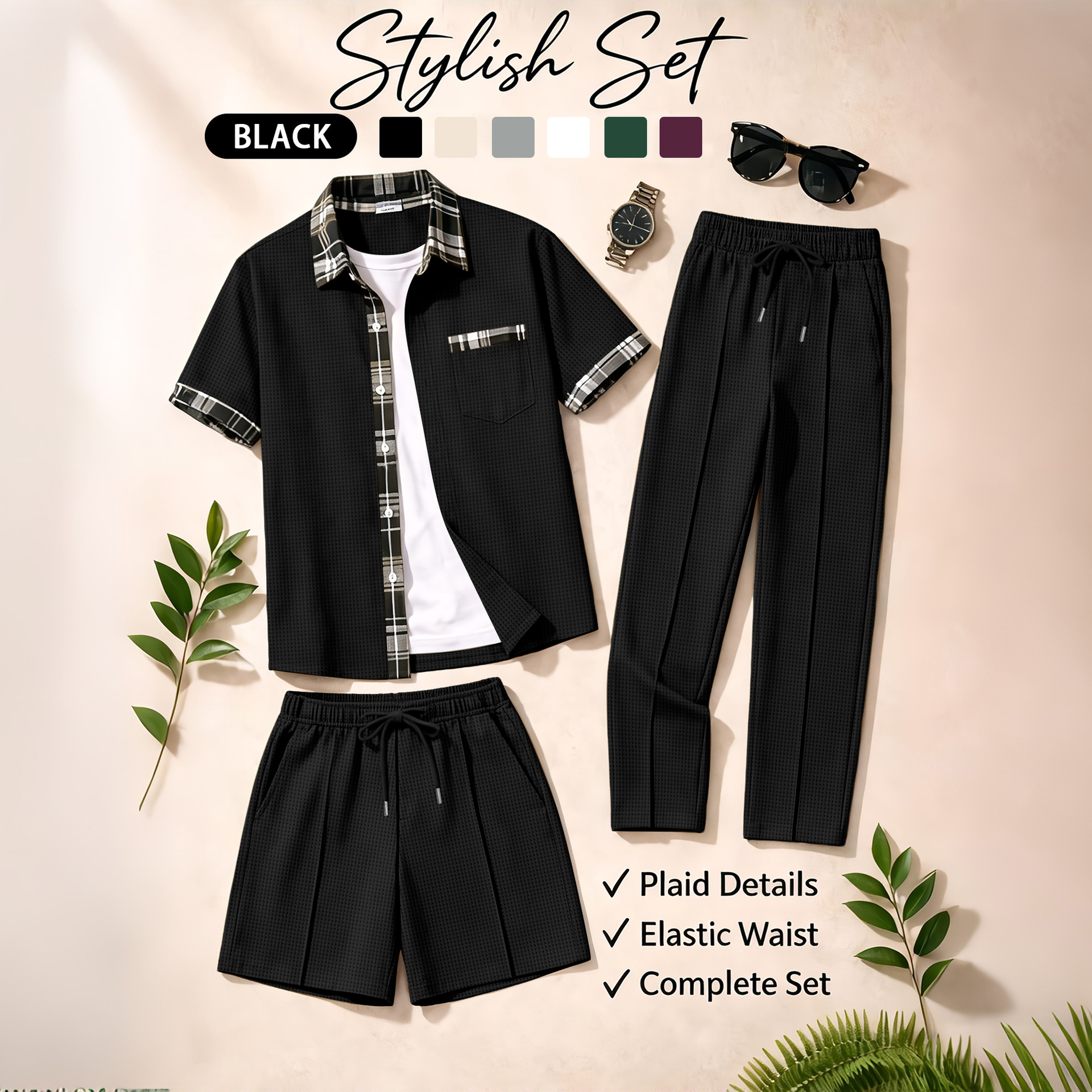Men's 3 Piece Waffle Knit Trac - Summer Clothing Types 리뷰 및 가격
