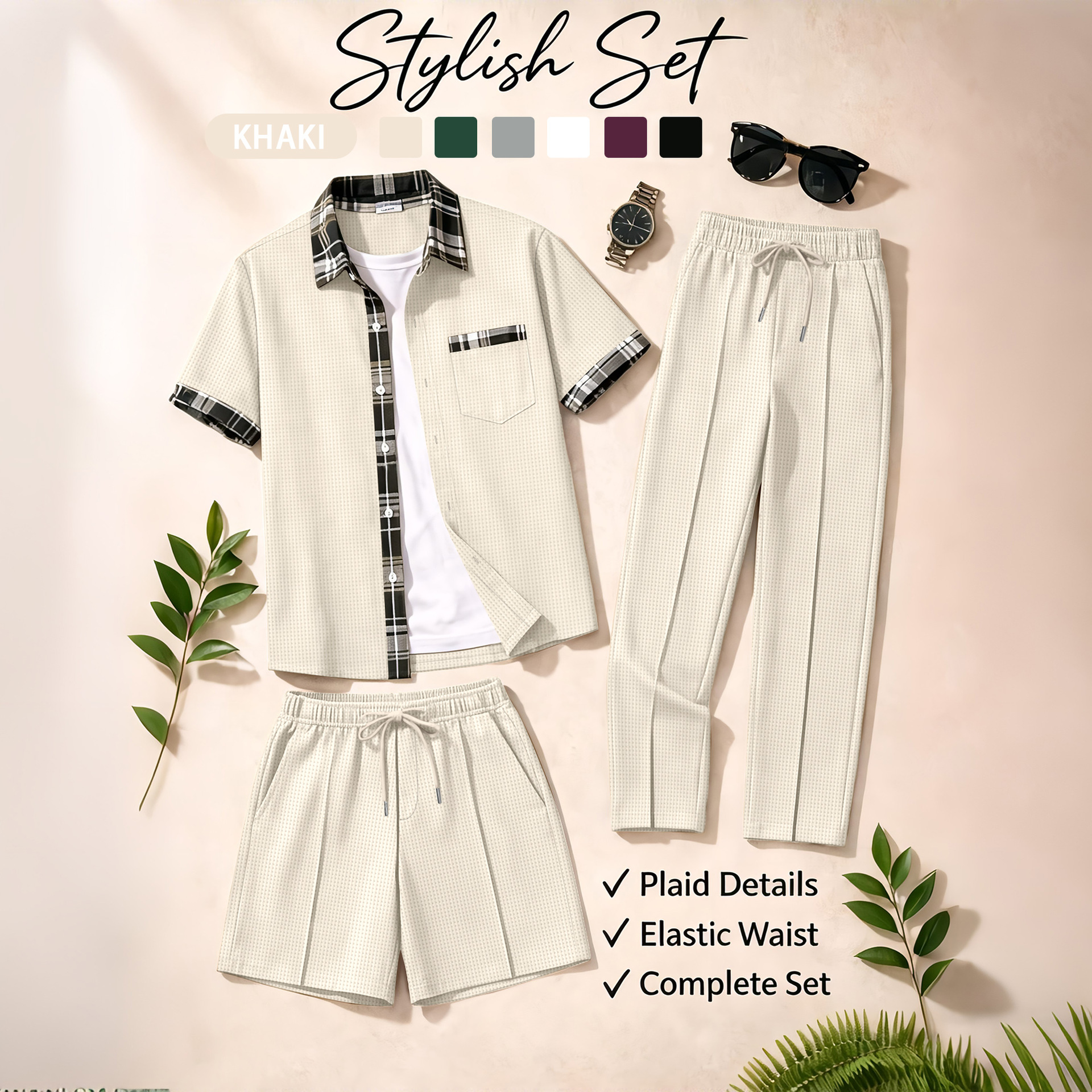 Men's 3 Piece Waffle Knit Trac - Summer Clothing Types 리뷰 및 가격