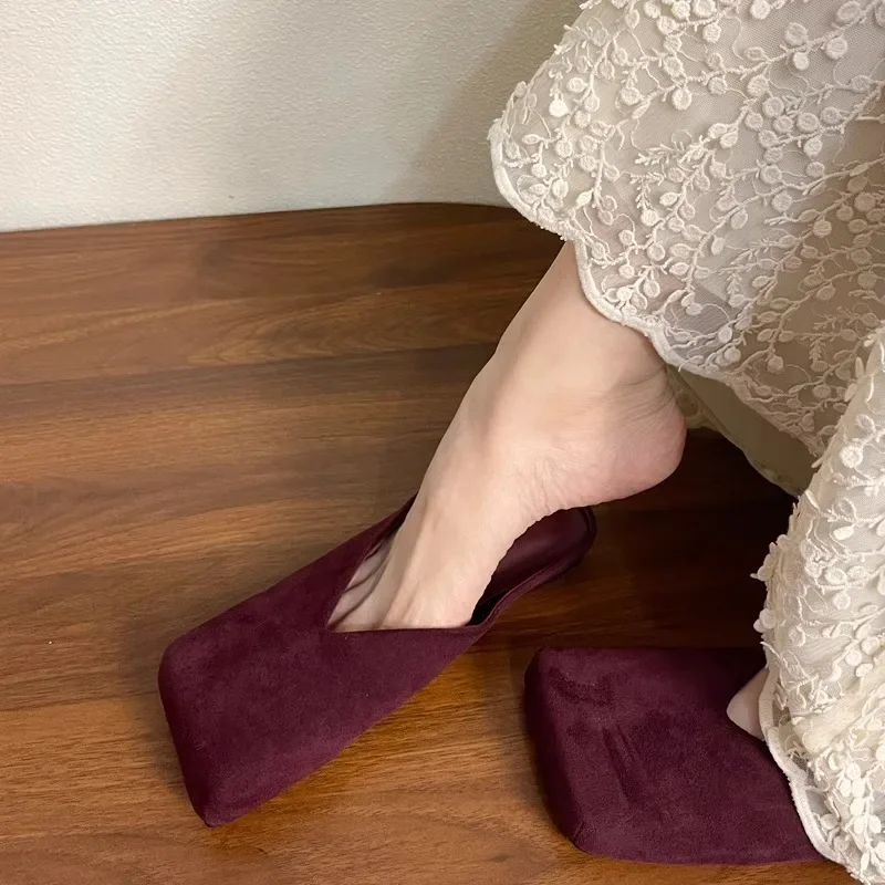 Women Suede Flats Mules Shoes  - Summer Clothing Fabric 리뷰 및 가격