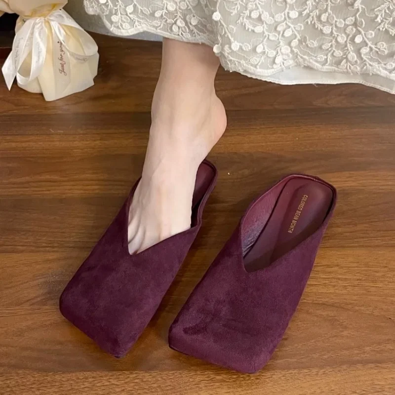 Women Suede Flats Mules Shoes  - Summer Clothing Fabric 리뷰 및 가격