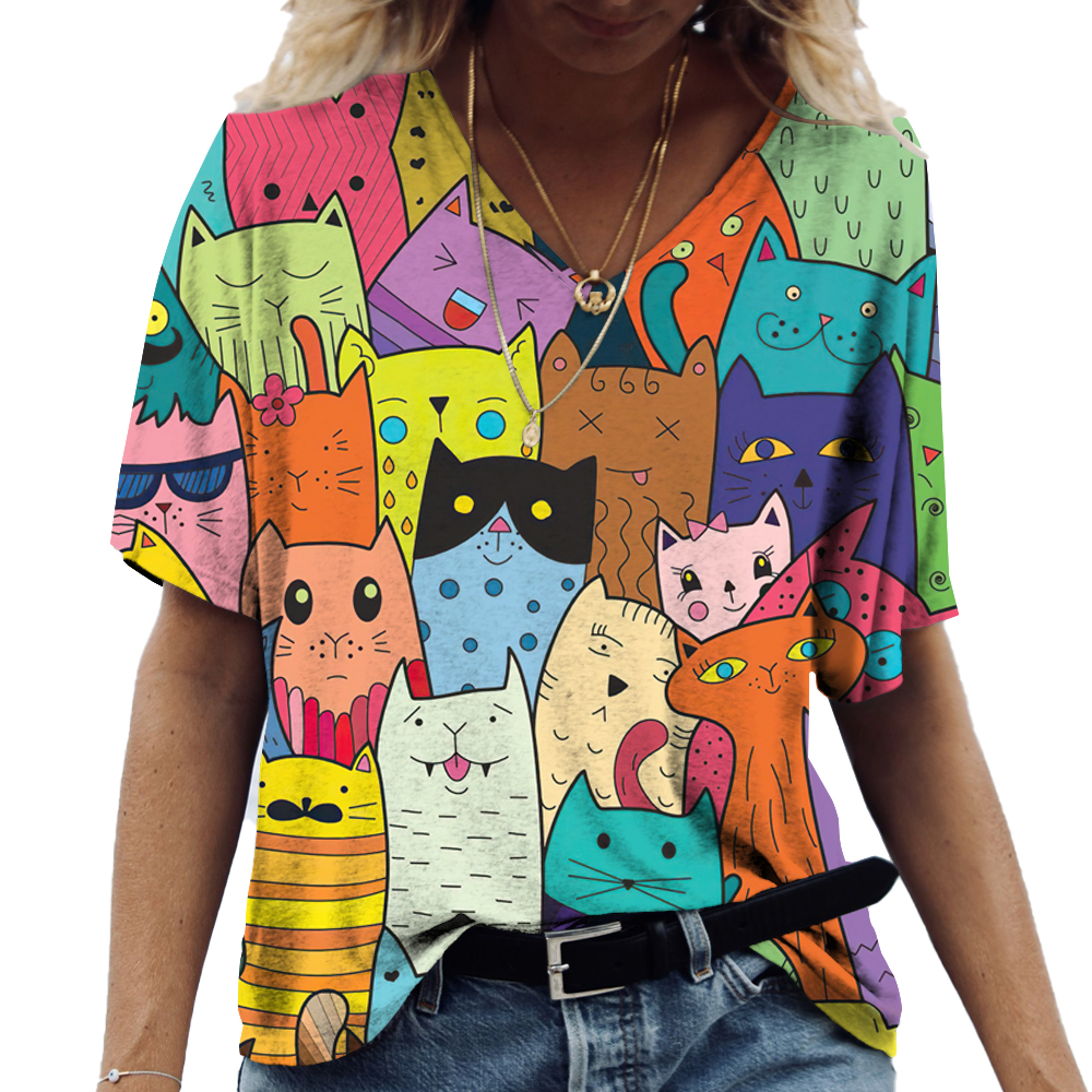 Fashion V-neck Women's T-Shirt - Summer Loving Clothing 리뷰 및 가격
