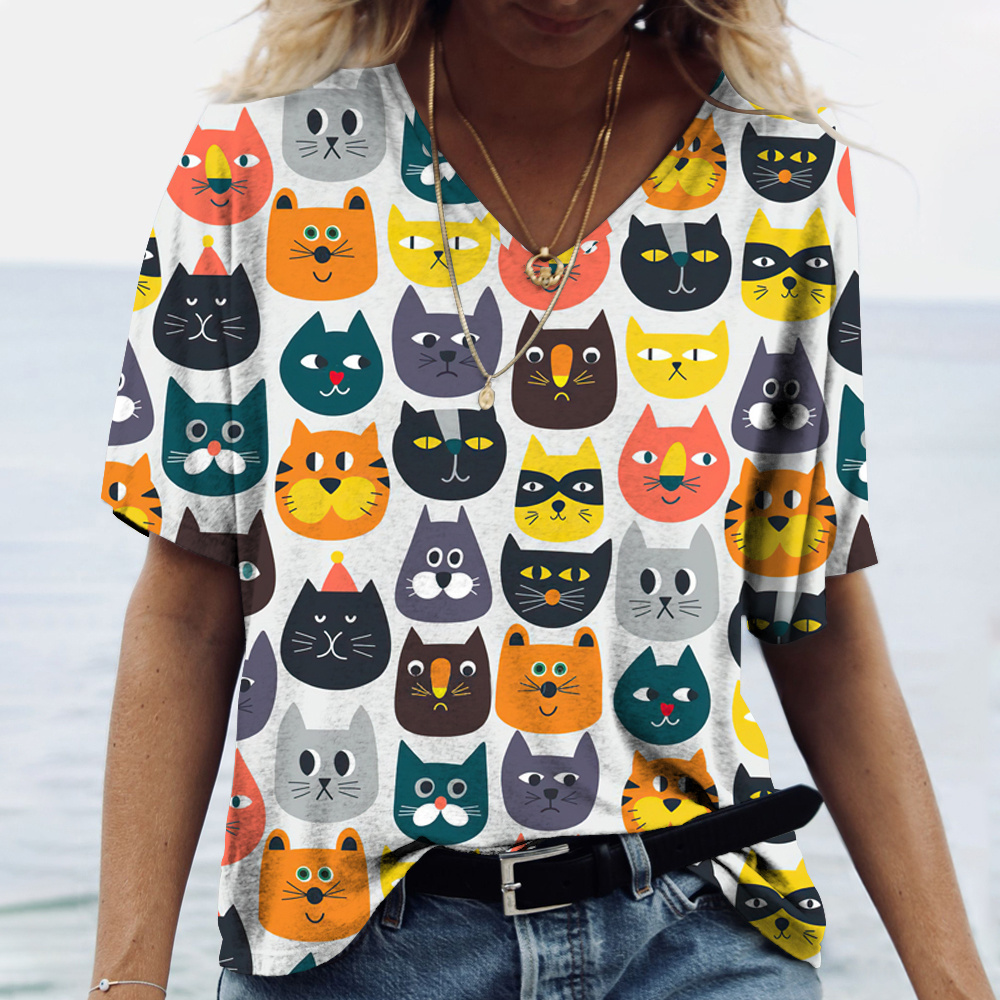 Fashion V-neck Women's T-Shirt - Summer Loving Clothing 리뷰 및 가격