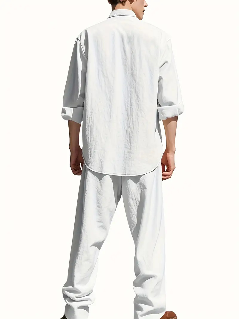 Men's White Linen Suit Set Lon - Summer Clothing Types 리뷰 및 가격
