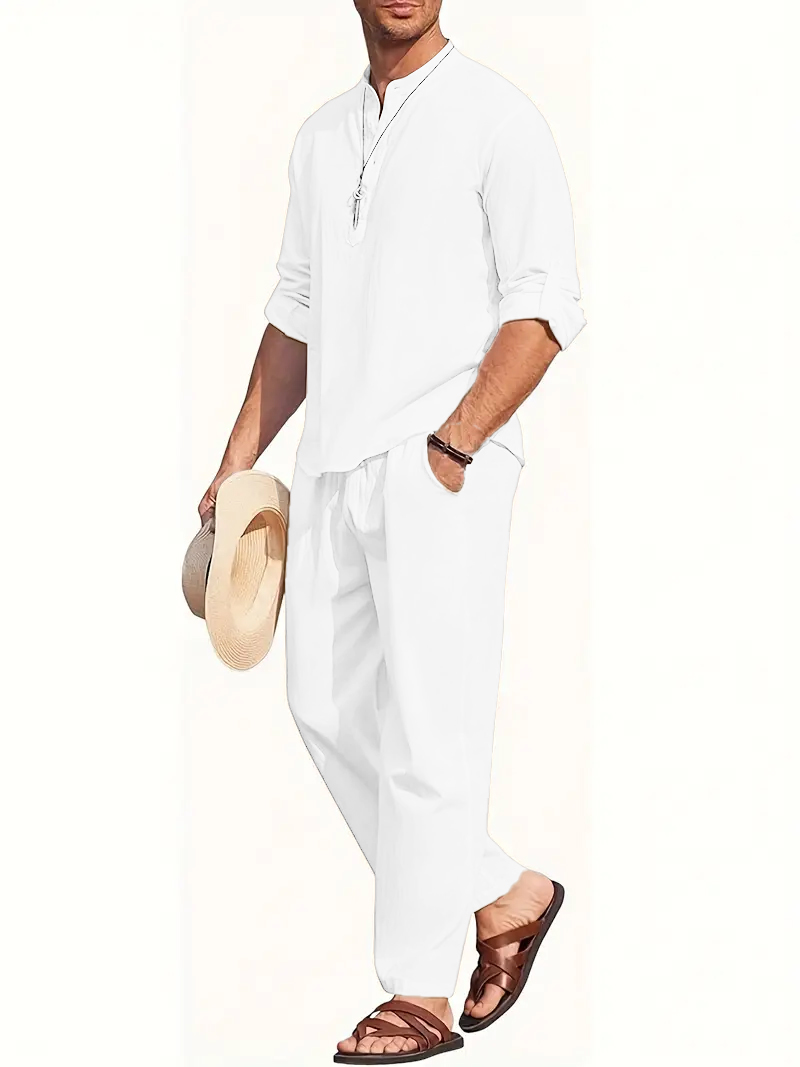 Men's White Linen Suit Set Lon - Summer Clothing Types 리뷰 및 가격