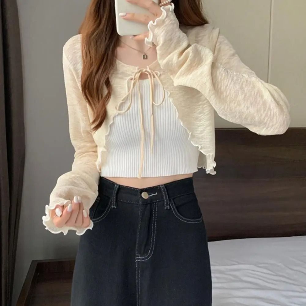 Thin Sunscreen Cardigan Ruffle - Rash Guard Long Sleeve 리뷰 및 가격