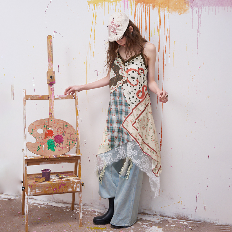 ELFSACK Floral Print Patchwork - Sundress Midi Floral 리뷰 및 가격