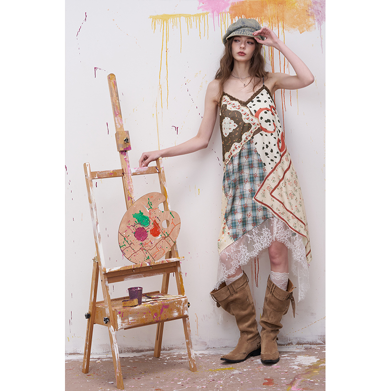 ELFSACK Floral Print Patchwork - Sundress Midi Floral 리뷰 및 가격