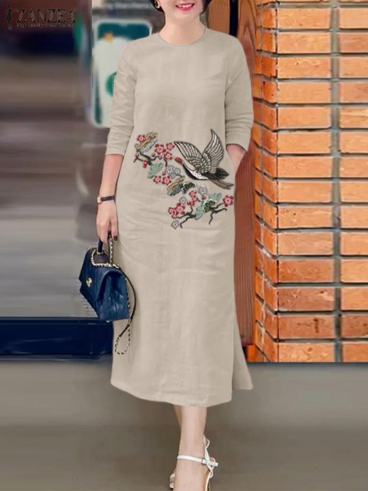 ZANZEA Women Vintage Embroider - Sundress Midi Floral 리뷰 및 가격