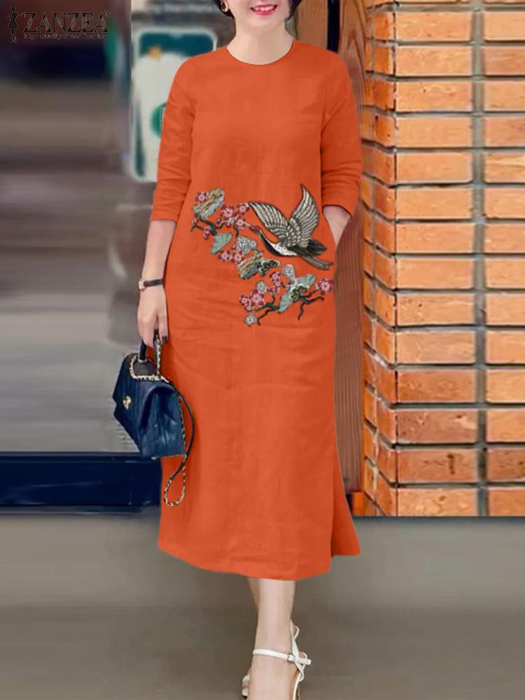 ZANZEA Women Vintage Embroider - Sundress Midi Floral 리뷰 및 가격