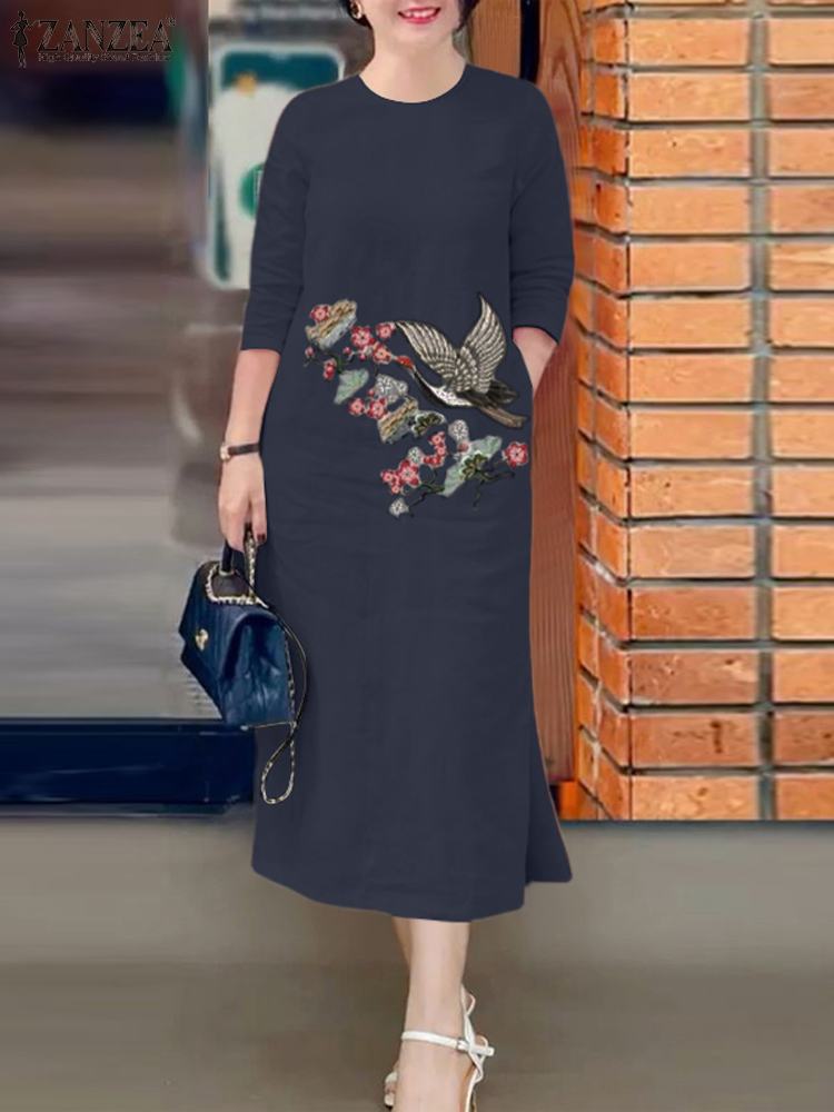 ZANZEA Women Vintage Embroider - Sundress Midi Floral 리뷰 및 가격