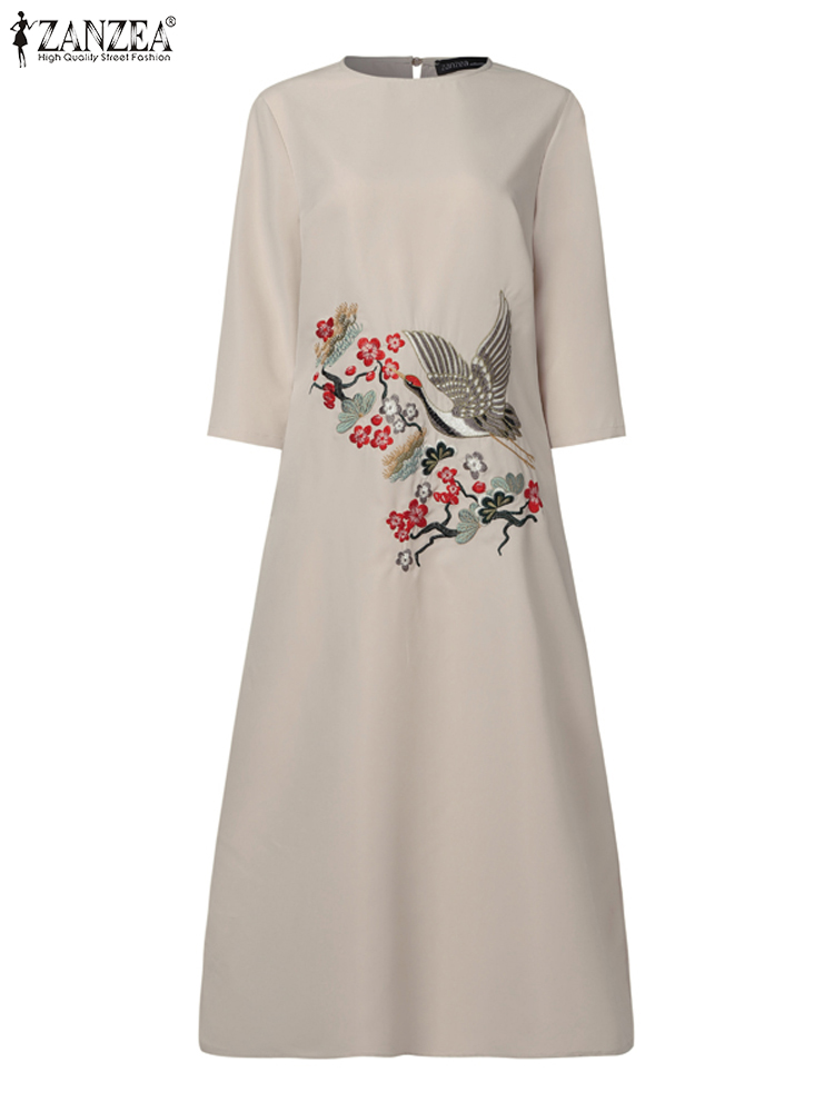 ZANZEA Women Vintage Embroider - Sundress Midi Floral 리뷰 및 가격