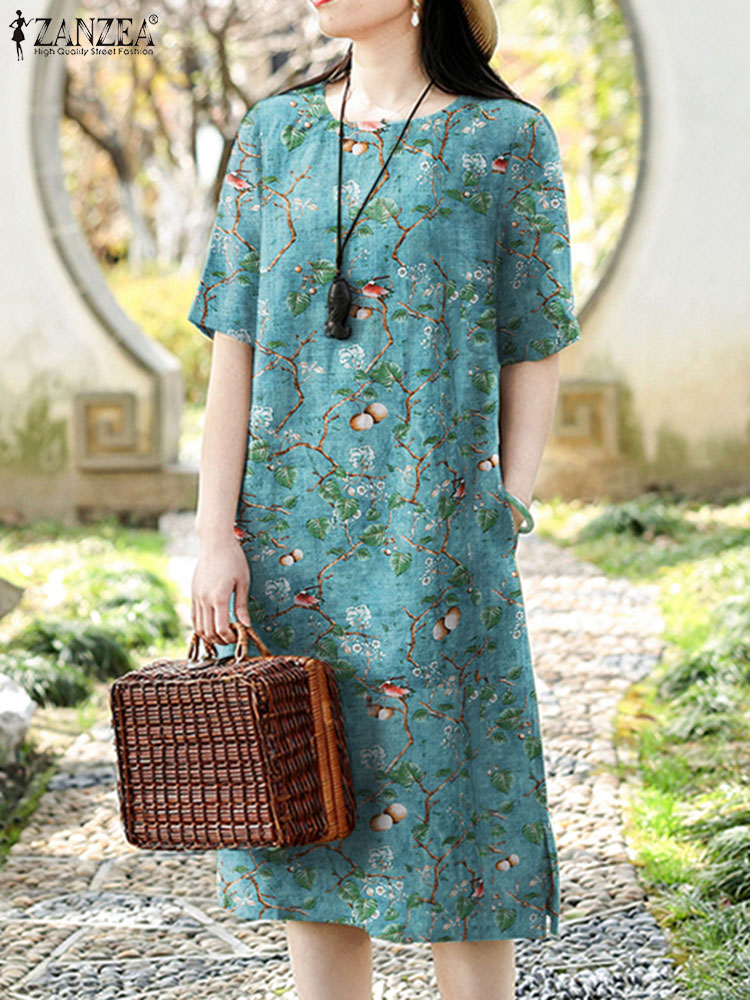 ZANZEA Vintage Floral Dress Wo - Sundress Midi Floral 리뷰 및 가격
