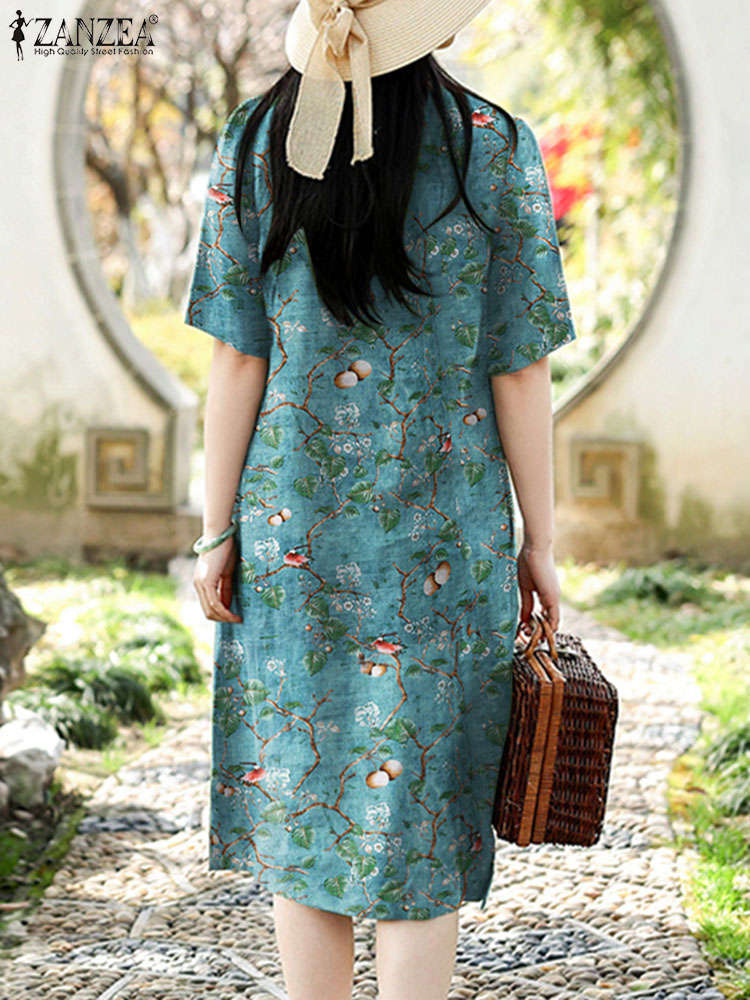 ZANZEA Vintage Floral Dress Wo - Sundress Midi Floral 리뷰 및 가격
