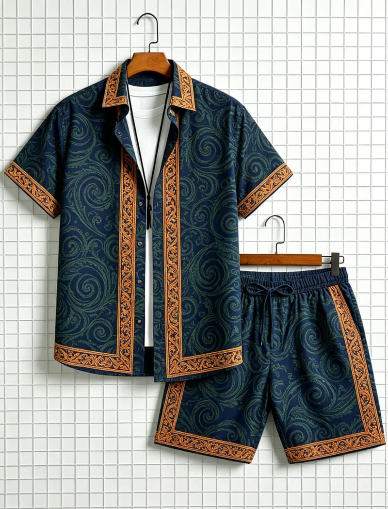 Men's ethnic border printed sh - Summer Clothing Types 리뷰 및 가격