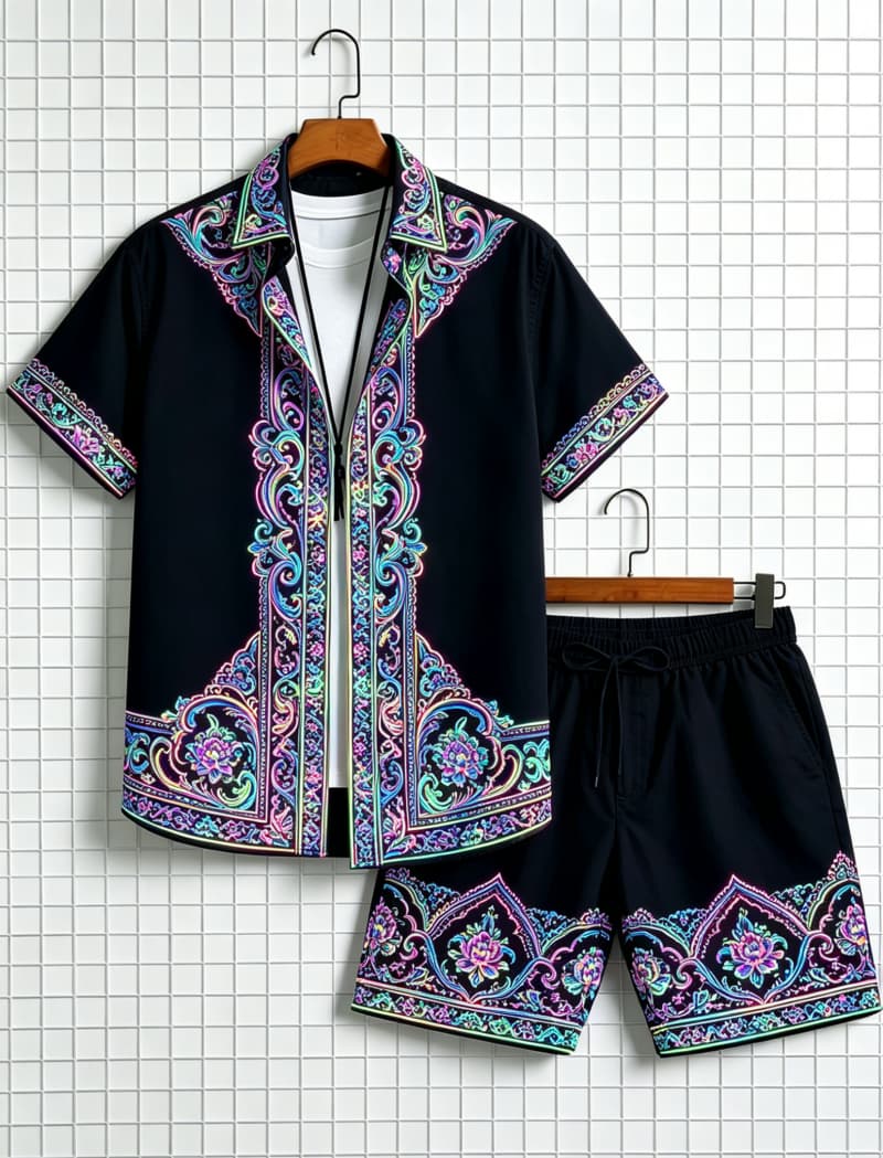 Men's ethnic border printed sh - Summer Clothing Types 리뷰 및 가격