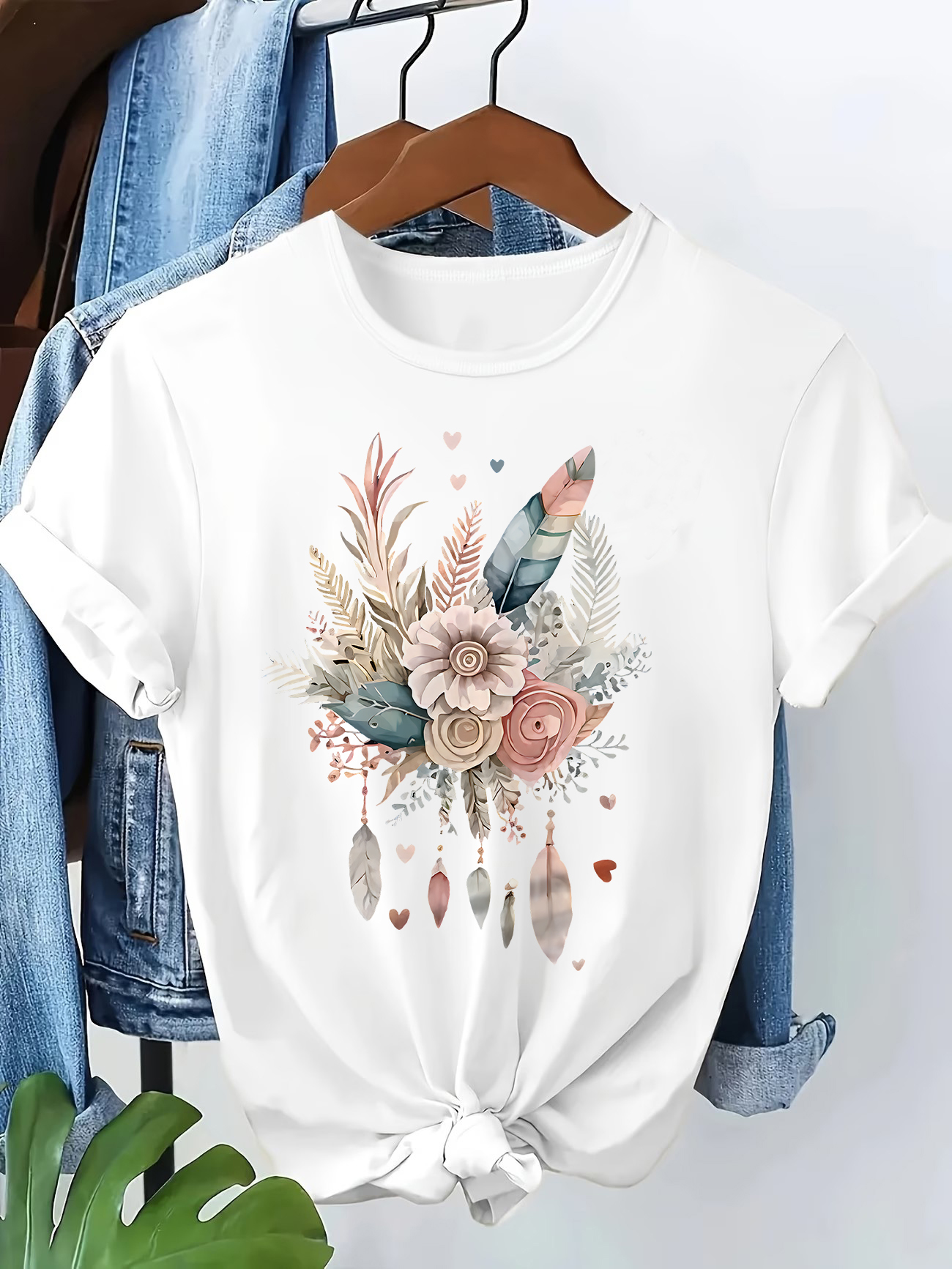 90s T Shirt Love Heart Feather - Summer Loving Clothing 리뷰 및 가격