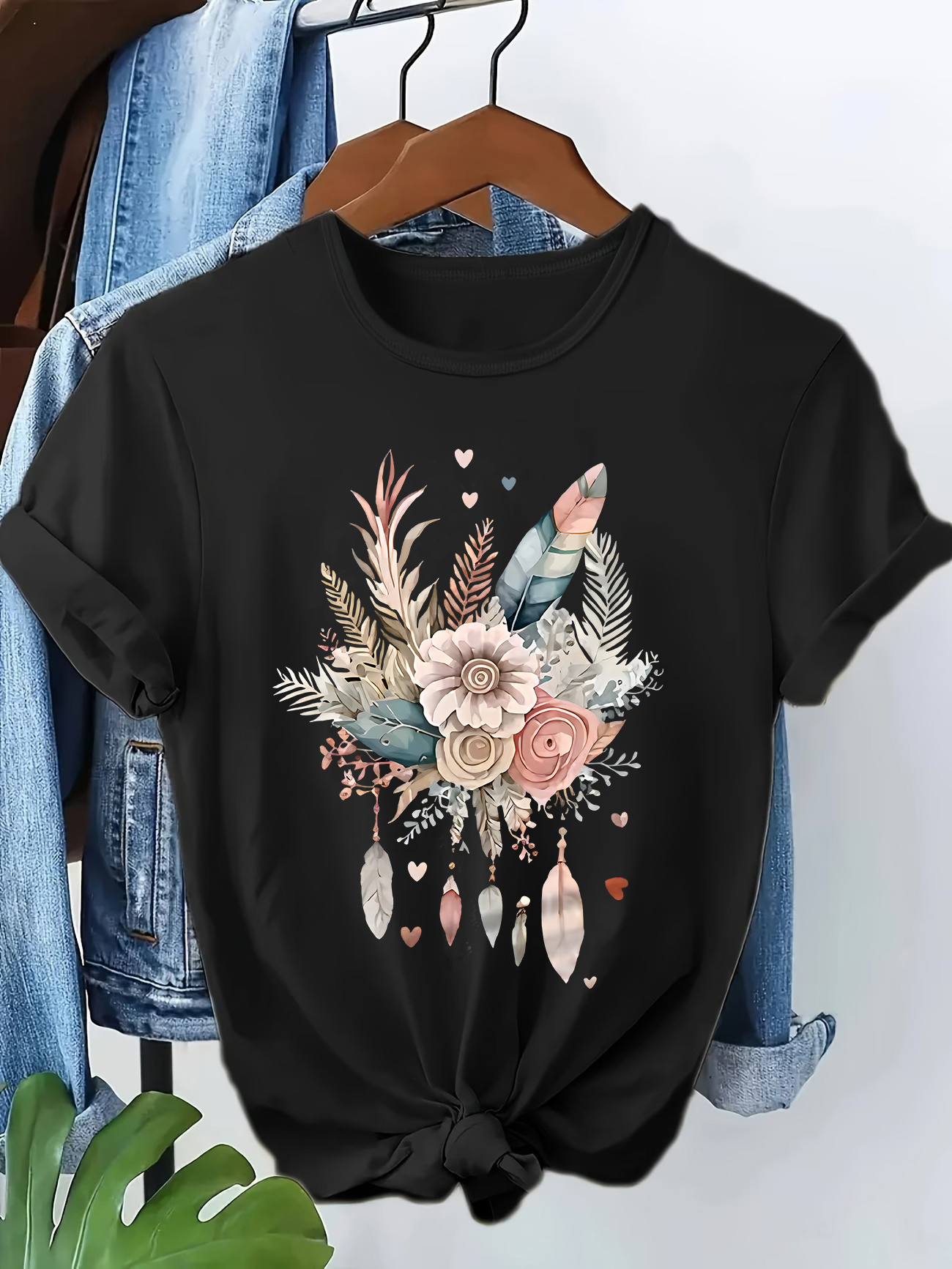 90s T Shirt Love Heart Feather - Summer Loving Clothing 리뷰 및 가격